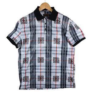 Pavini Luxury Men’s Polo Striped Geometric AOP Shirt Size XL Preppy Casual